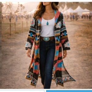 Lucky & Blessed Aztec Fringe Cardigan